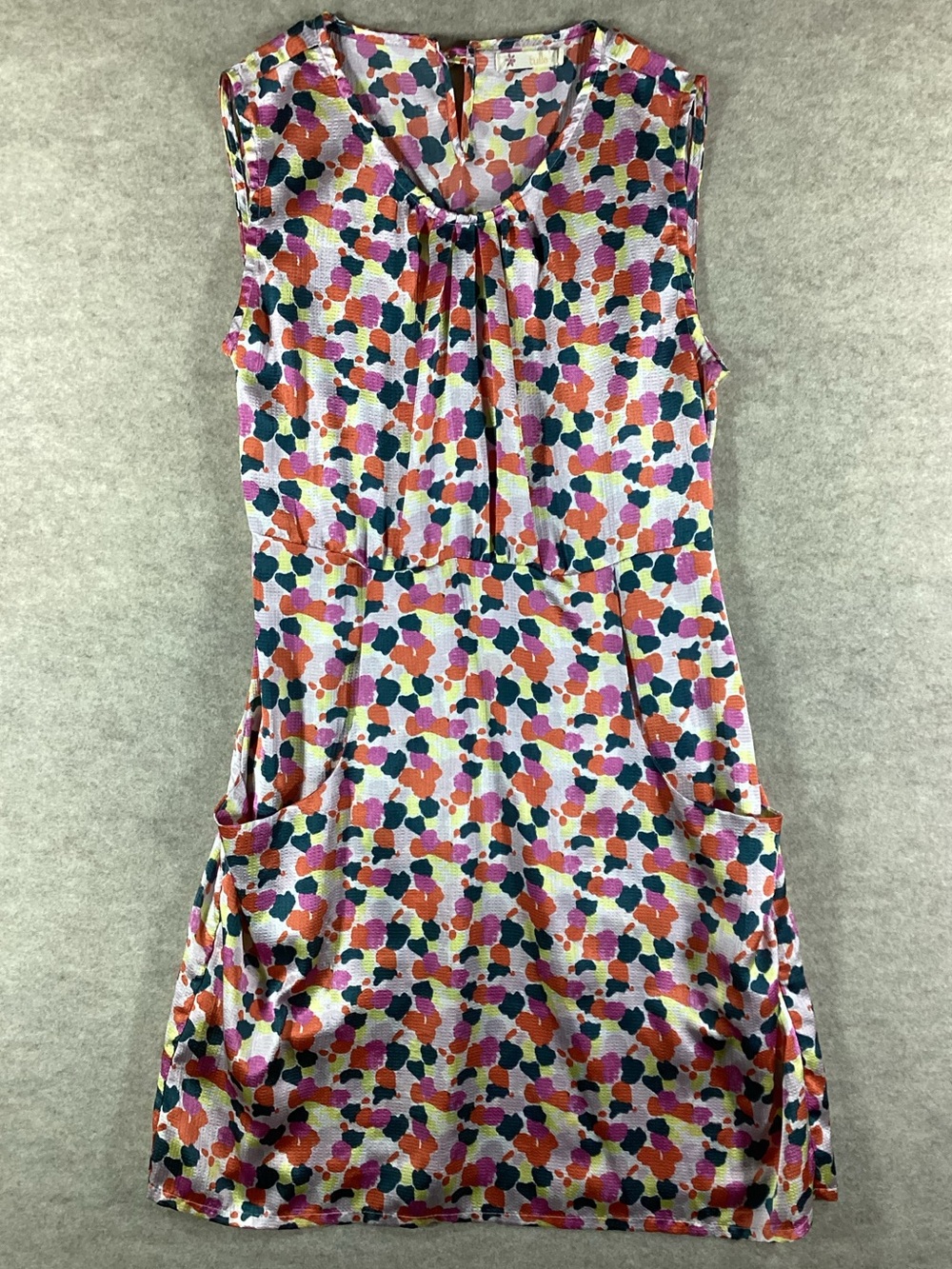 Tulle Sleeveless Midi Dress in Multicolor Dot Print